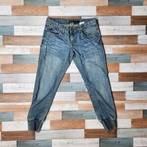 Only Limitless Denim Sisco Ankle‎ Smock Cuff Jeans Medium Wash Blue 29x32 Jogger